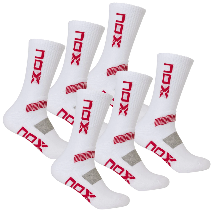 Pair of technical crew socks in white/red