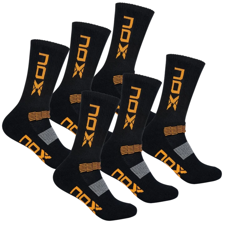 technical crew socks in black/orange