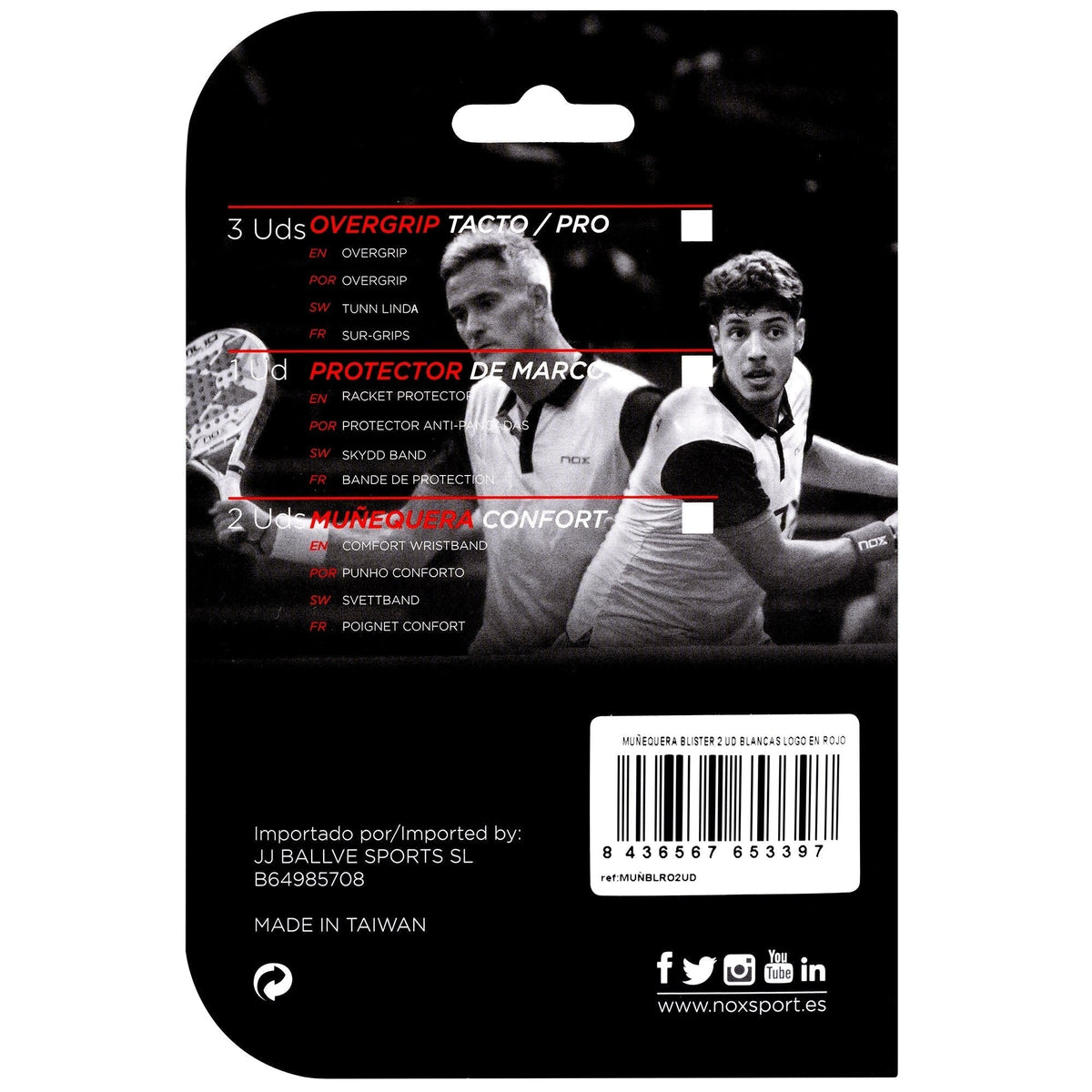 1 Pair NOX sports wristbands in white/red