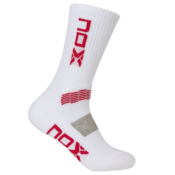 Pair of technical crew socks in white/red